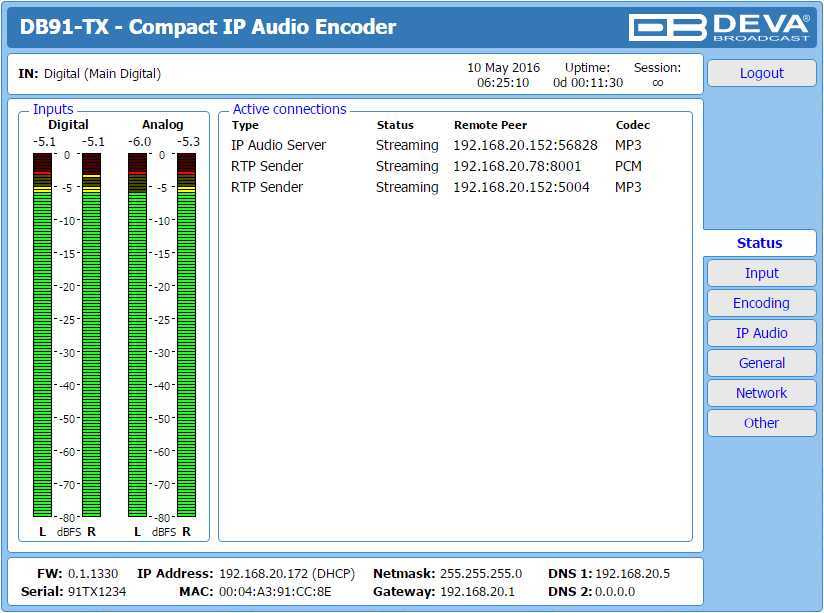 DEVA Broadcast DB91-TX  IP Аудио кодер