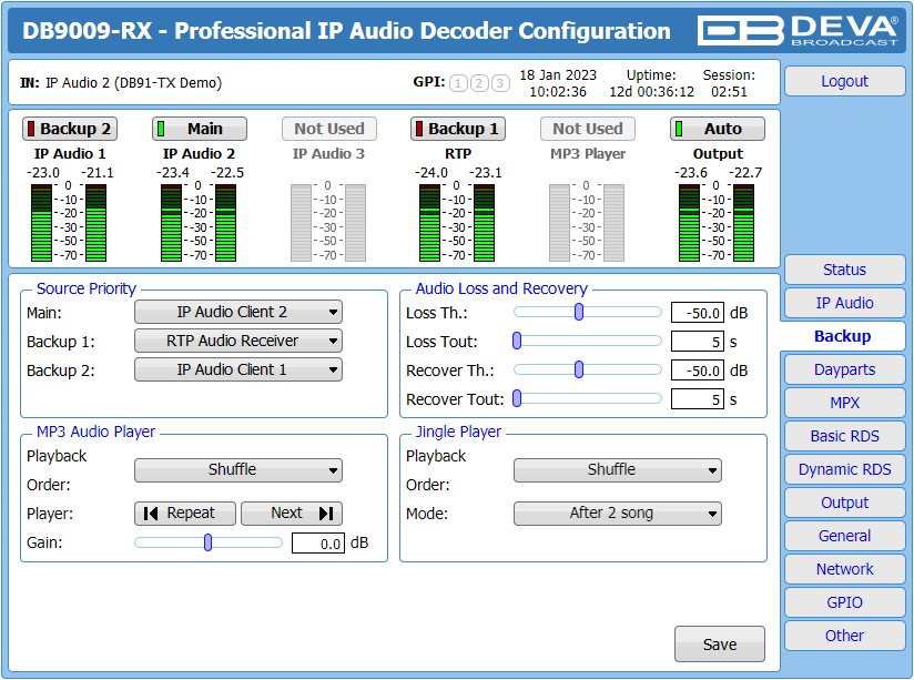 DEVA Broadcast DB9009-RX Профессиональный звуковой IP декодер, 1RU