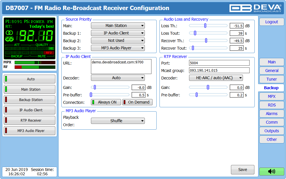 DEVA Broadcast DB7007 Профессиональный ФМ приёмник для ретрансляции