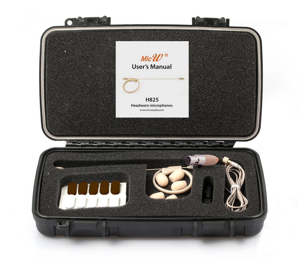 MicW H825 Kit. Головной конденсаторный микрофон в комплекте с креплениями и ветрозащитами