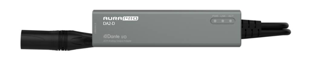 AURAPRO DA2-D DANTE аудио адаптер PoE, 2-х канальный DA-конвертер. Разъемы RJ45, 2*XLR-M