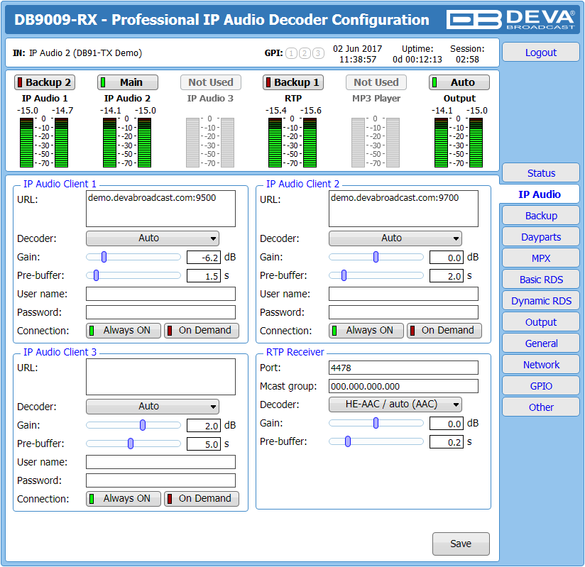 DEVA Broadcast DB9009-RX Профессиональный звуковой IP декодер, 1RU